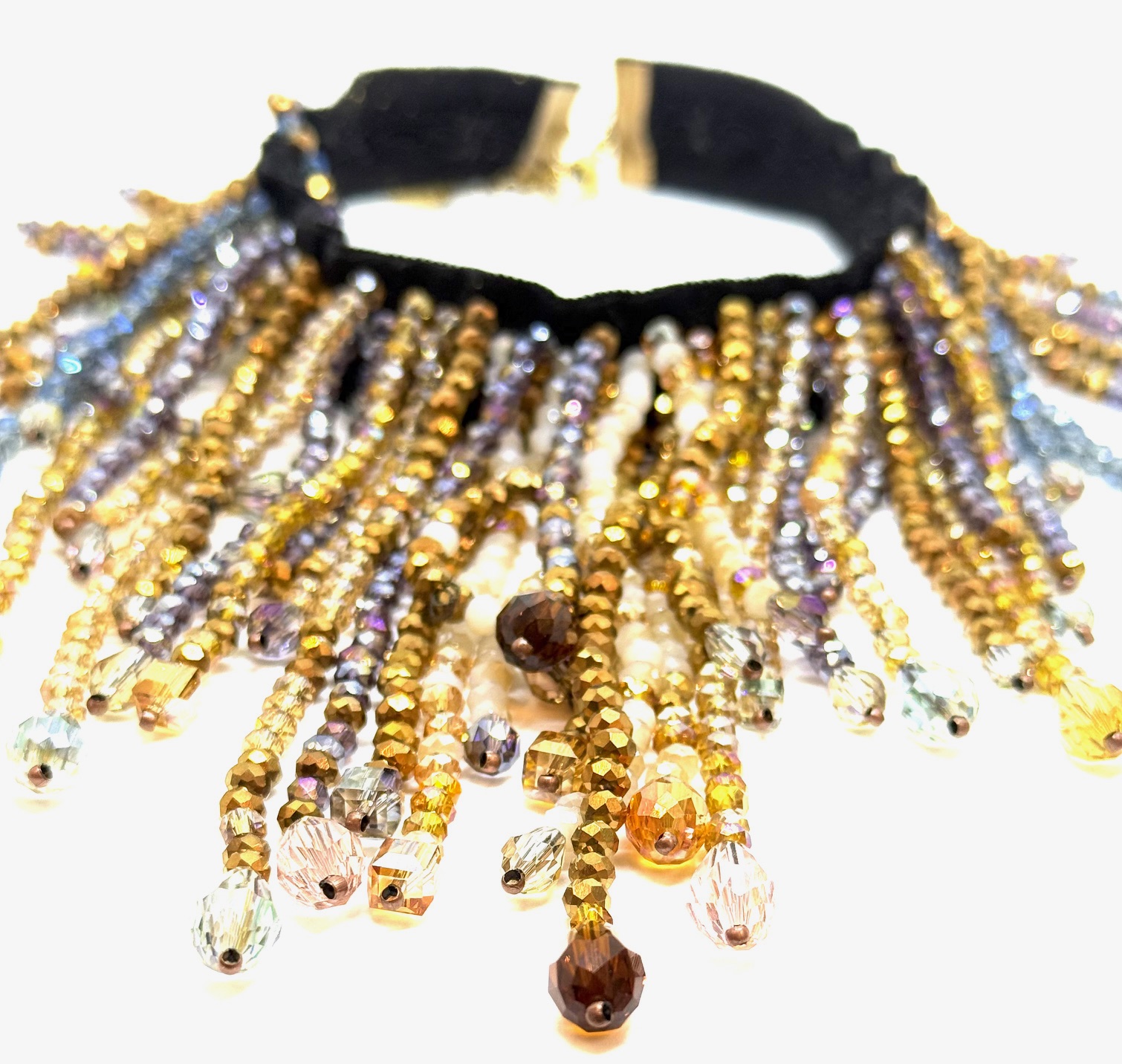 Collana girogollo pendendi in cristallo e gocce. - immagine 6