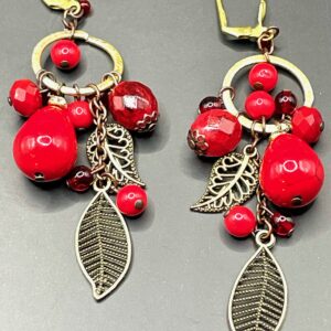 Orecchini retrò pendenti rossi