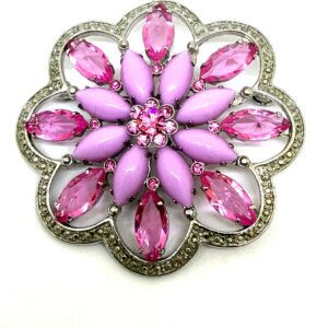 Spilla Rosa XL castoni e pietre a navette