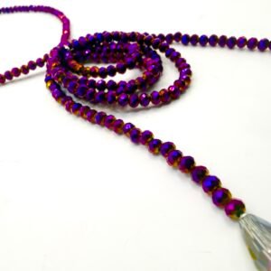 Collana in cristallo viola , design ad anelli circolari con gocce cristallo