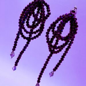Orecchini in cristallo viola A/B, design italiano, cerchi in cristallo legati a cappio,